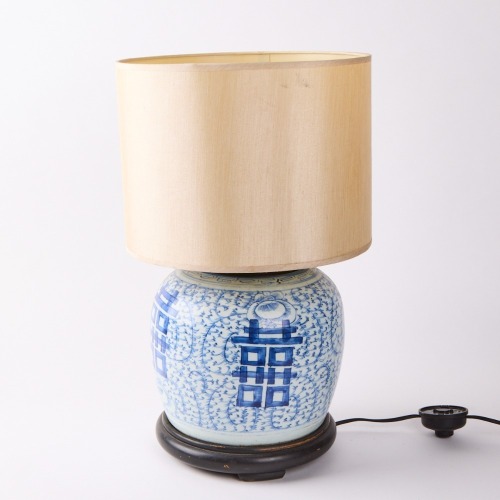 A Blue and White China Lamp Base