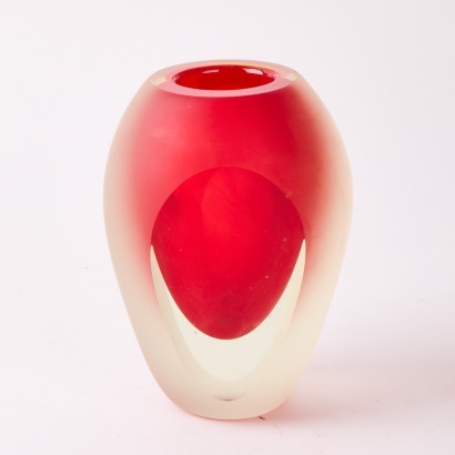 A Murano Sommerso Faceted Vase