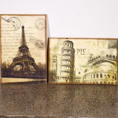 A Pair Of Paris Prints On Hessian