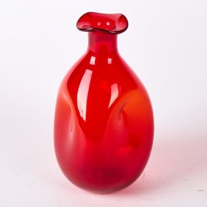 A Blenko Decanter With Stopper In Ruby Red