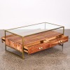 A Teak & Gold Four Drawer Coffee Table with Glass Top - 2