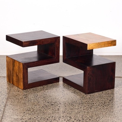 A Pair of Wooden 'S' Side Tables