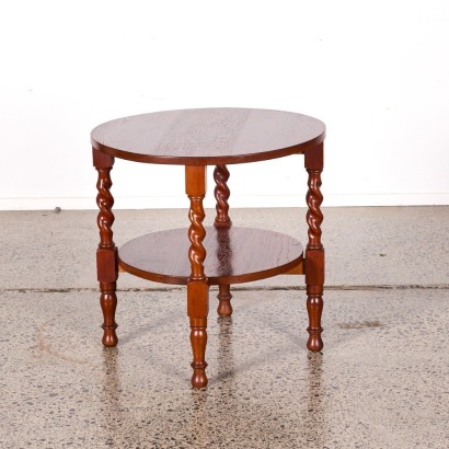 A Round Art Deco Circular Table With Barley Twist Legs