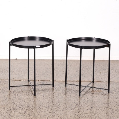 A Pair Of Modern Black Metal Side Tables