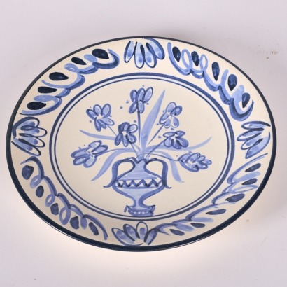 A Blue and White Display Plate by Frank Carpay for Crown Lynn