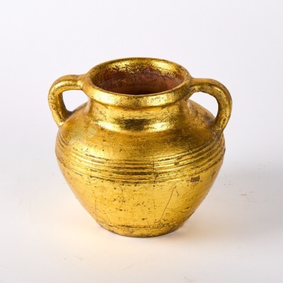 A Gold Terracotta Pottery Vase D.210mm H.170mm