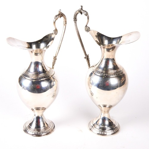 A Pair Of .800 Silver Italian Wine Carafes