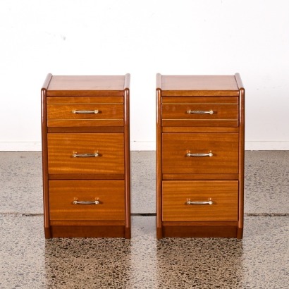 A Pair of Mid-Century Mahogany Bedside Cabinets