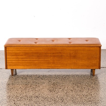 A Mahogany Mid-Century Bench Seat Cabinet with Vinyl Top