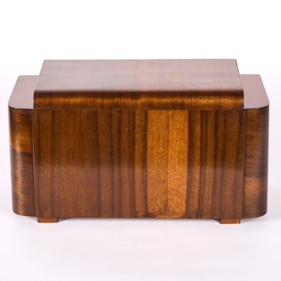 An Art Deco Walnut Miniature Blanket Box