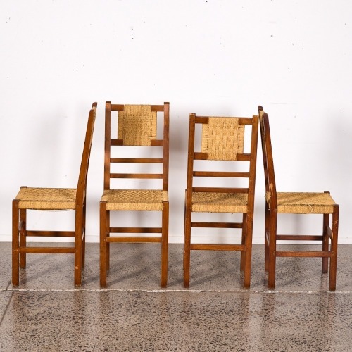 A Set Of Four Rush Dining Chairs