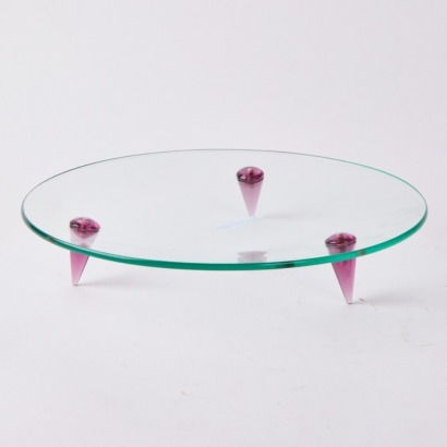 A Space Age Glass Plate on Three Feet, c.1980s