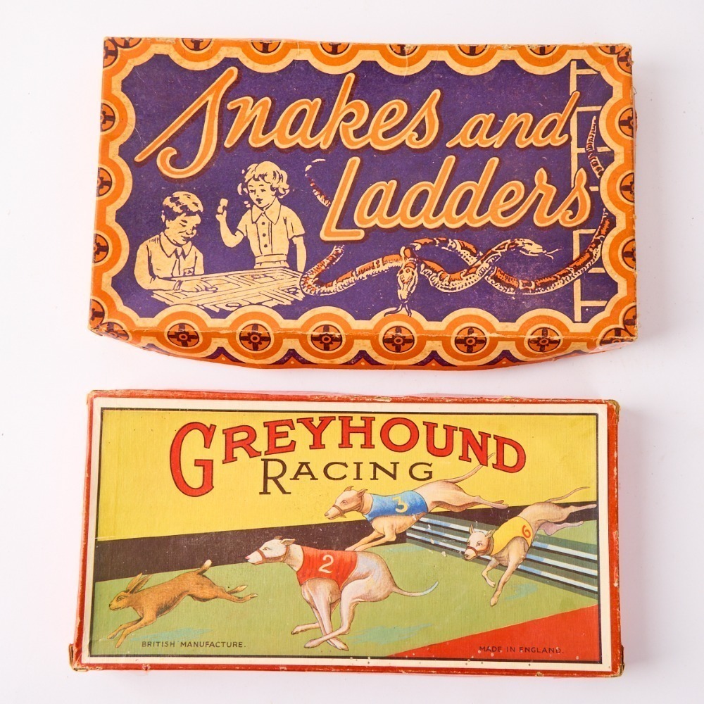 A Vintage Set of Snakes and Ladders and Greyhound Racing
