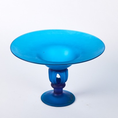 A Blue Glass Tiered Fruit Bowl