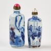 Two Chinese Qing Dynasty Blue And White Copper-Red ‘Figures' Snuff Bottles