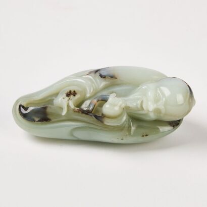 A Chinese Late Qing Dynasty And Republican Period Hetian Jade ' Longevity Immortal' Ornament