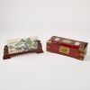 A Chinese Old Wood Decorated Jade Jewellery Box And A Small 'Landscape' Table Screen