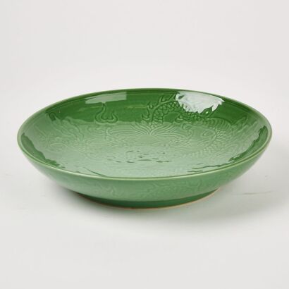 A Chinese Celadon-Glazed ' Dragons' Dish