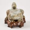 A Chinese Mid-Qing Dynasty Jade 'Toad' Ornament With Original Old Wooden Stand - 2