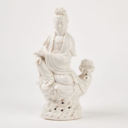 A Chinese Dehua Guanyin Statue