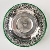 A Green Peking Glass Bowl And A Silver 'Flowers and Birds' Saucer - 2