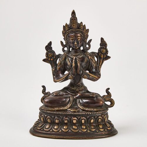 A Chinese Tibet Or Nepal Bronze Buddha Statue