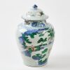 A Chinese Qing Dynasty Kangxi Blue And White And Wucai Ladies Jar And Cover - 2