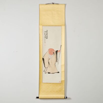 Star of Longevity - A Chinese Painting (Zhou Chuanyu Stamp)