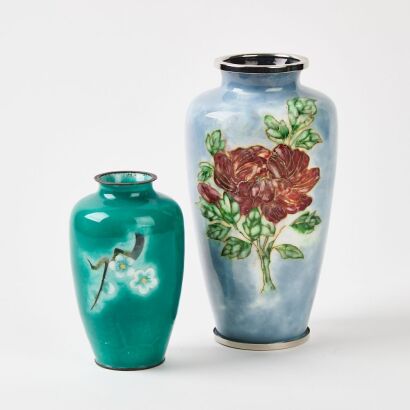 Two Japanese 20th Century Cloisonne Enamel Vases