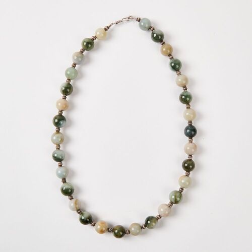 A Chinese Jadeite Bead Necklace