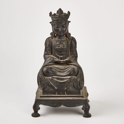 A Chinese Qing Dynasty Bronze Guanyin Statue (Qing Dynasty Yongle Year Shi Stamp)