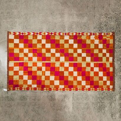 Pakistan Early 20th Century Hand Embroidered Silk Woven Rugs