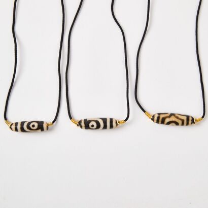 Three Chinese Tibet Dzi Beads