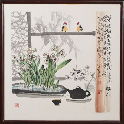 Li Wenxiu,Bamboo Window And Daffodils, Sow Melons, Reap Melons