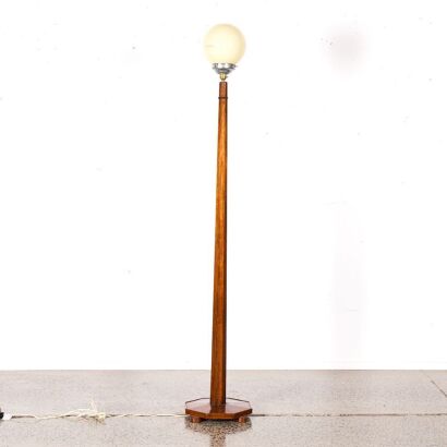 An Art Deco Oak Floor Lamp