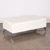 A White Leather Bench Seat - 2