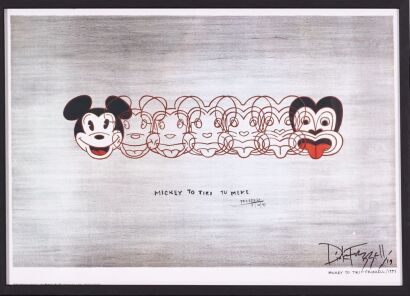 A Signed Dick Frizzell Mickey to Tiki Print