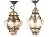 A Pair of Italian Hanging Blown Glass Electric Lamps