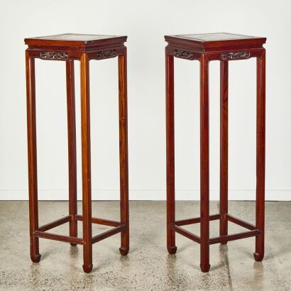 A Pair of Chinese Rosewood Flower Stands