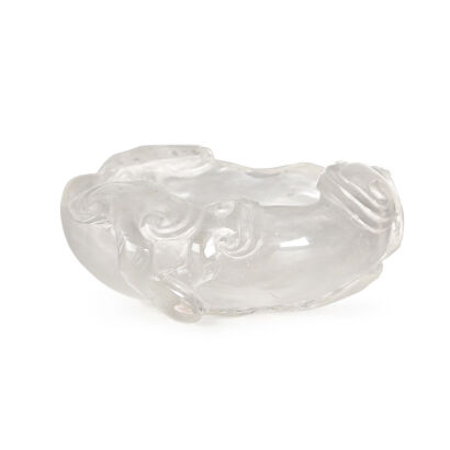 A Chinese Natural Crystal Carved Lingzhi Washer