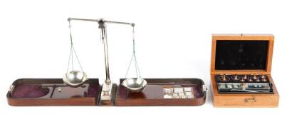 A Vintage Set of Nickel Plated Precious Metal Scales in Folding Mahogany Case