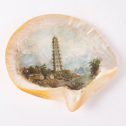 A Painting on a Mother of Pearl Shell