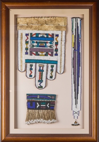 A Framed Assemblage of Ndebele Beaded Wedding Adornments