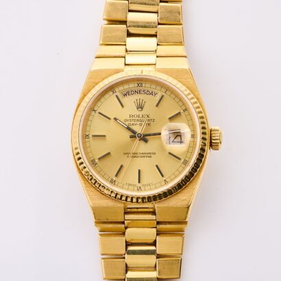 18ct Yellow Gold, 36mm Rolex, Oyster-Quartz, Day-Date Wristwatch, circa 1986