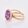 18ct Yellow Gold, Oval Amethyst / .62ct Diamond Ring - 2