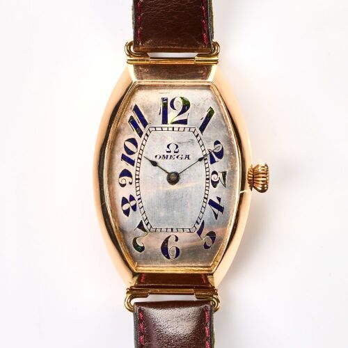 Unique, Rare, Antique, 14ct Rose Gold, OMEGA "Pertrograd" XL Tonneau Wristwatch, circa 1915 - 1920
