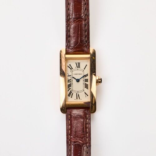 18ct Rose Gold, Cartier Tank Amércaine Quartz Wristwatch