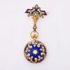 18ct Yellow Gold, Antique, Ornate Enamel, Diamond / Seed Pearl, Fob Pendant Watch