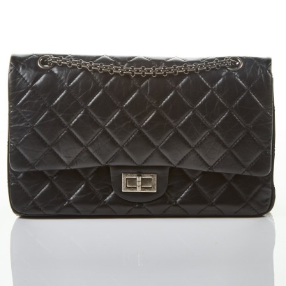 Chanel, Reissue 2.55 Black Quilted Double Flap 227 Bag with Box