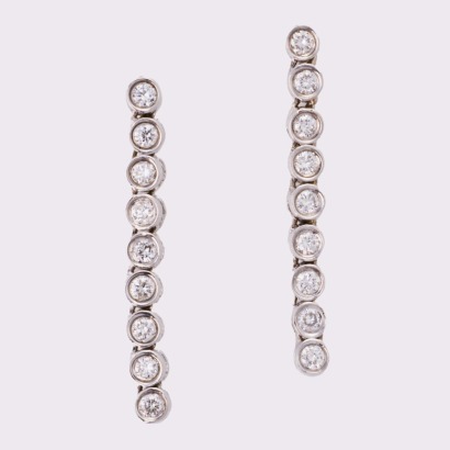 18ct White Gold, .37ct Diamond Set Drop Earrings - As new